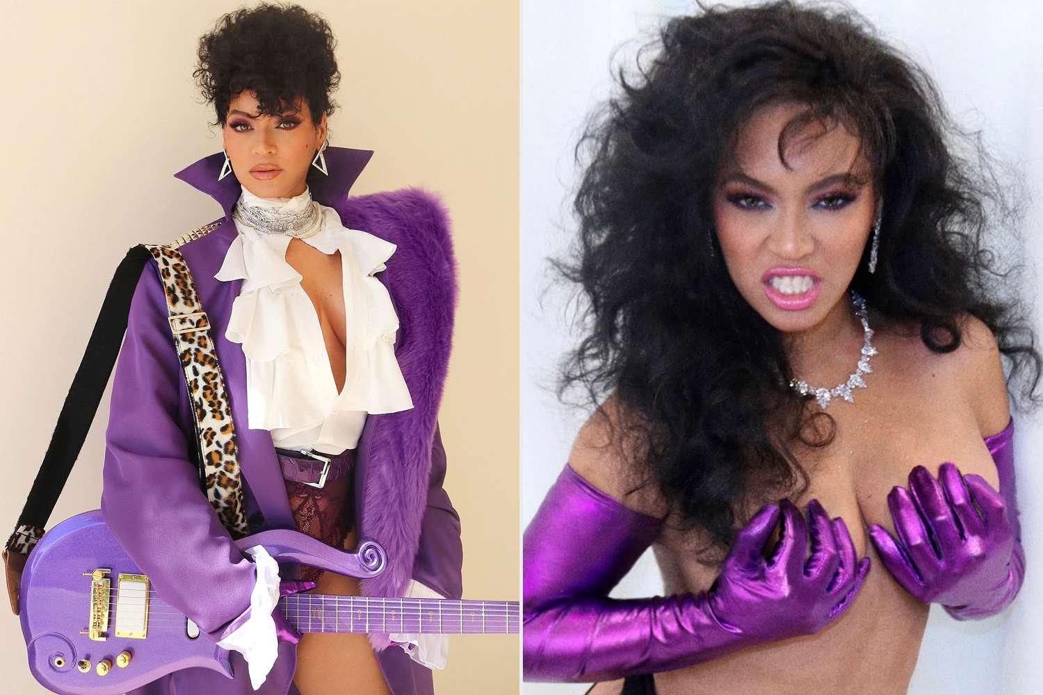 Beyoncé Goes Topless in Prince, Apollonia 'Purple Rain'-Themed Photos