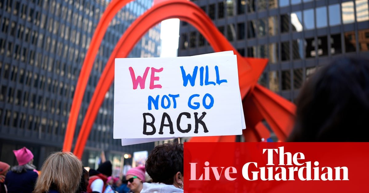 US politics live: Women’s marches hit the streets in support of Harris as both candidates target east coast | US elections 2024