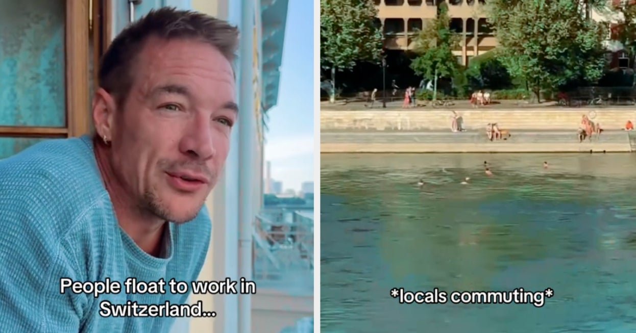 People Take Floating River Commute In Switzerland