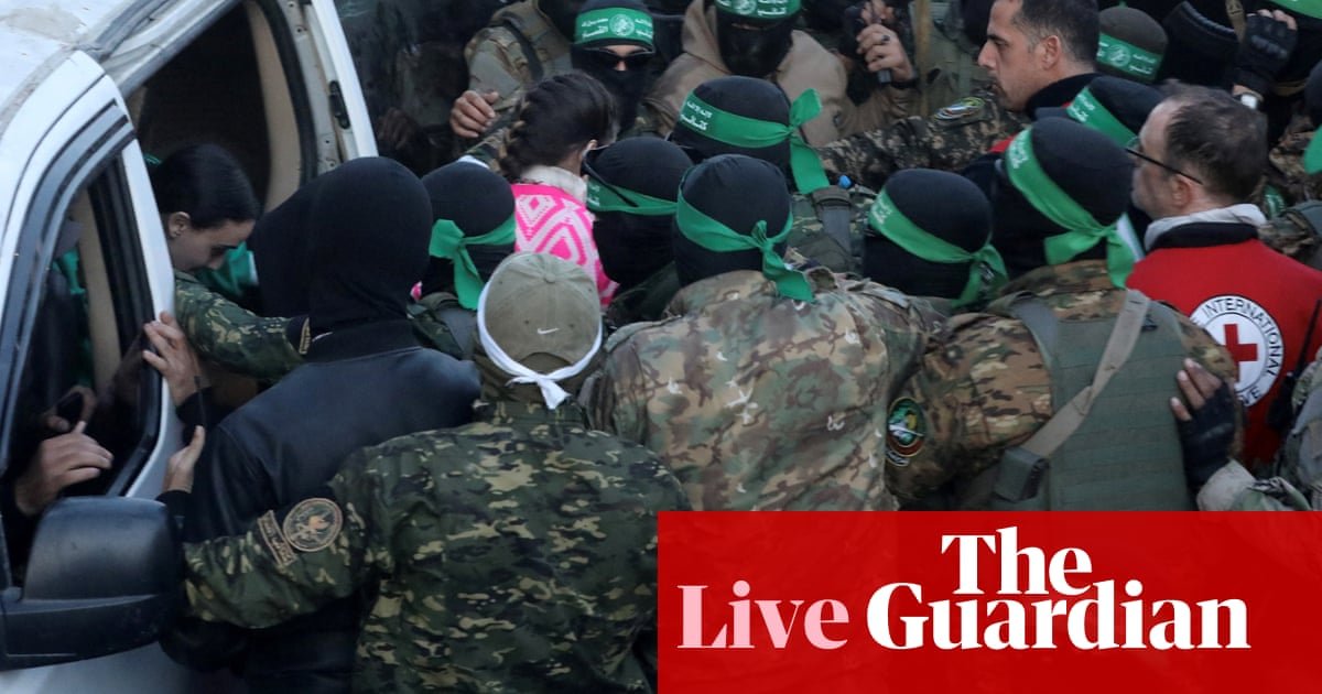 First three hostages back in Israel, IDF says, after being released by Hamas as part of Gaza ceasefire deal - live | Israel-Gaza war