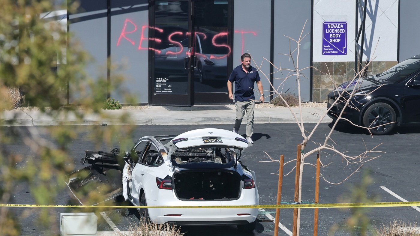 Are Tesla attacks considered domestic terrorism? : NPR