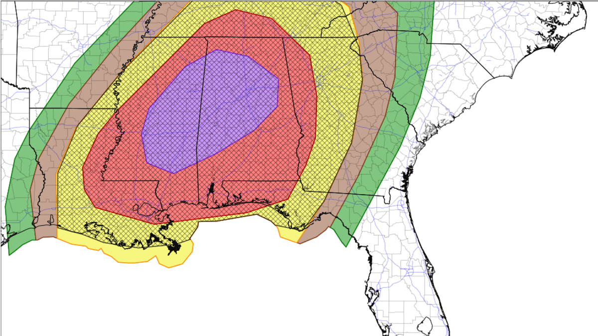 HIGH RISK with a widespread Tornado Outbreak expected across the Southeast United States