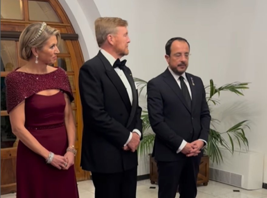 Queen Máxima's diamond-dripping tiara steals the show at Cyprus state dinner