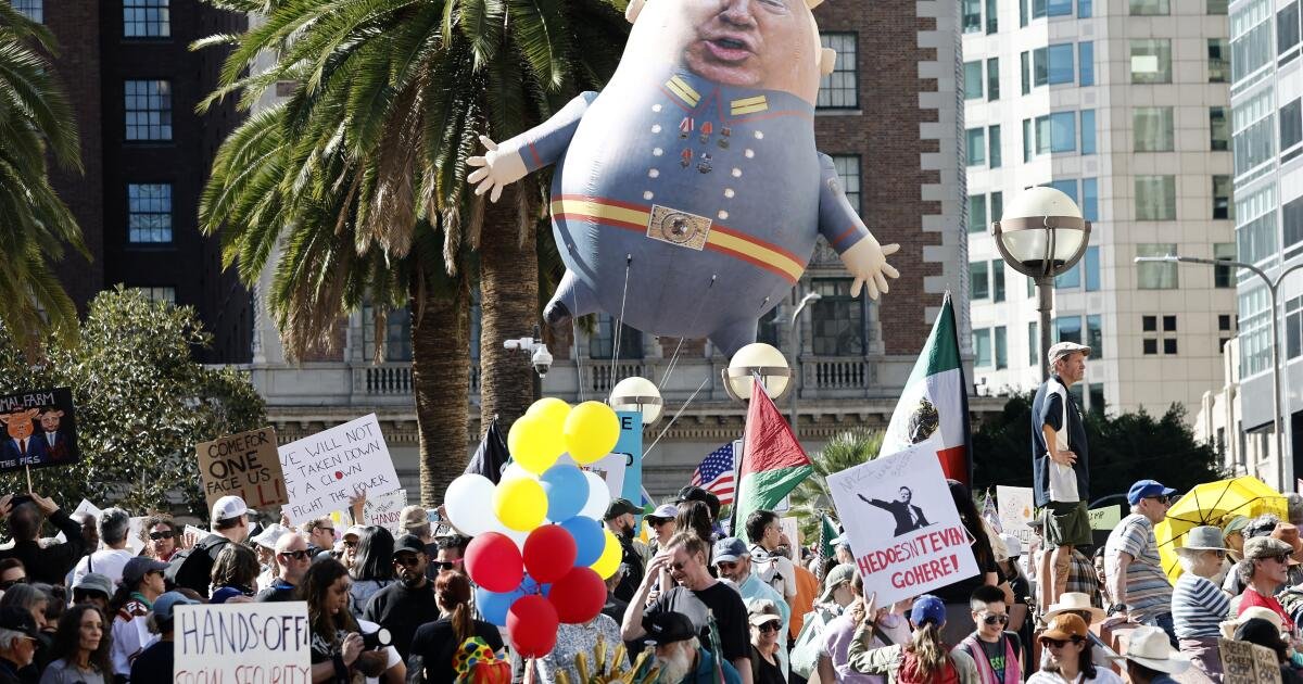 Anti-Trump, Musk protests draw big crowds in L.A. and around the nation