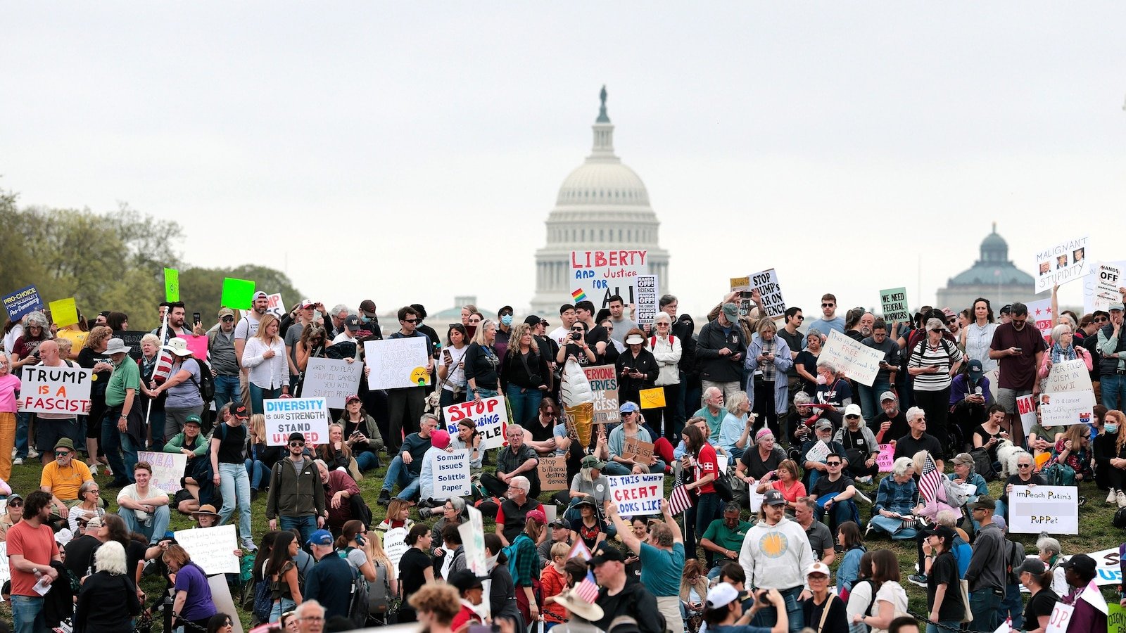 Huge crowds gather in 'Hands Off' rallies nationwide in protest of Trump administration