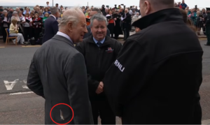 King Charles laughs after seagull poos on him during public visit