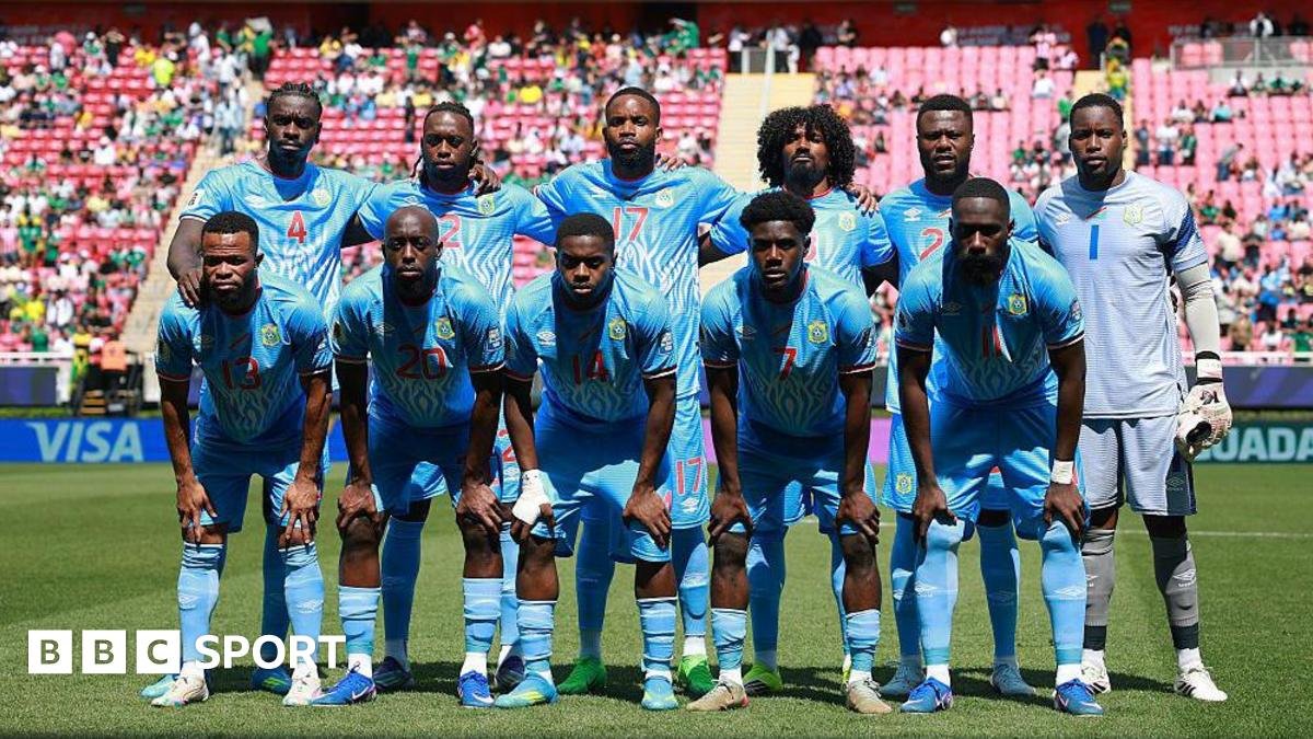 The DR Congo team pose for a photo before a game