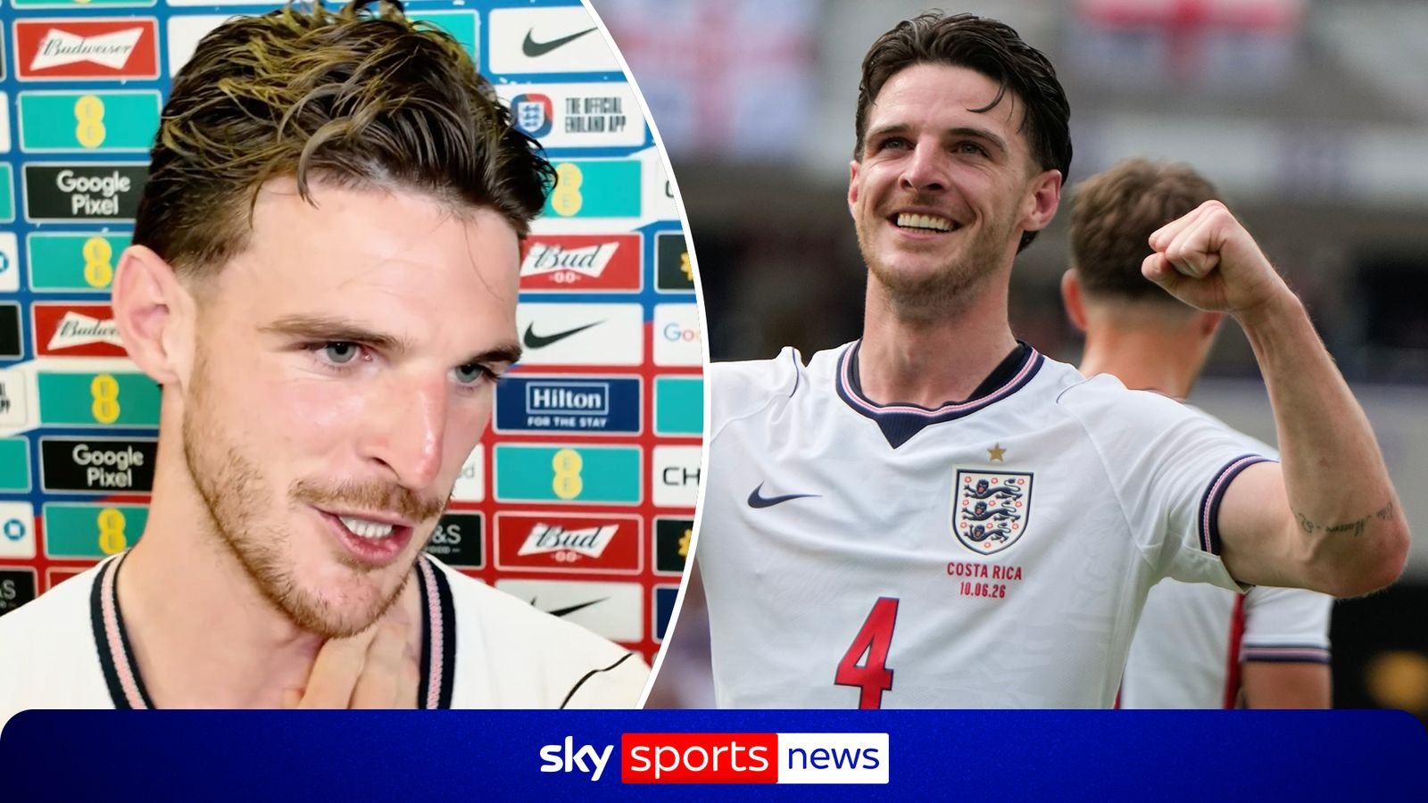 Declan Rice reacts to his first England match since lifting the Premier League with Arsenal and admits that it was hard to relax for too long on holiday with the World Cup around the corner.
