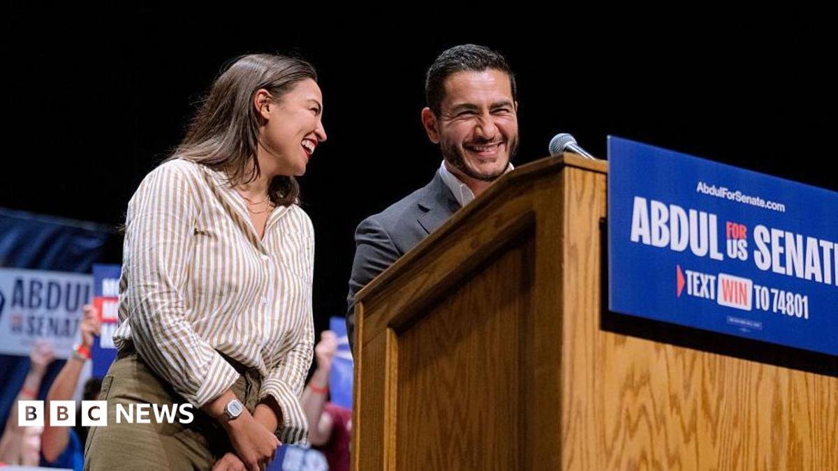 Alexandria Ocasio-Cortez (left), Abdul El-Sayed (center) and Bernie Sanders