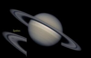 APOD: 2026 August 5 - Spokes on Saturn's B Ring