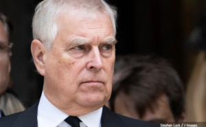 Andrew Mountbatten-Windsor looks stern