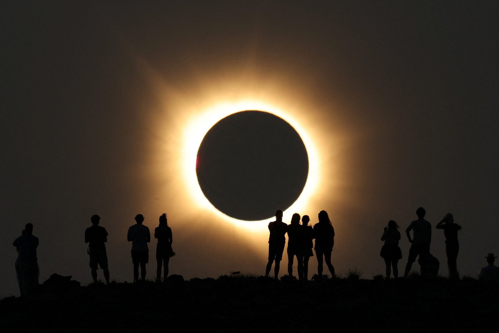 The moon completely covers the sun during a total solar eclipse as seen from the Javalambre Astrophysical Observatory in Arcos de las Salinas, near Teruel, Spain, August 12, 2026.