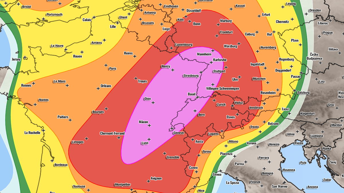 Two-Day Severe Weather Outbreak Targets France, the Alps, and Central Europe